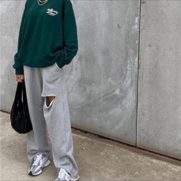 Storets Nadia High Rise Slash Wide-Leg Cropped Sweatpants XS/S - Picture 14 of 15